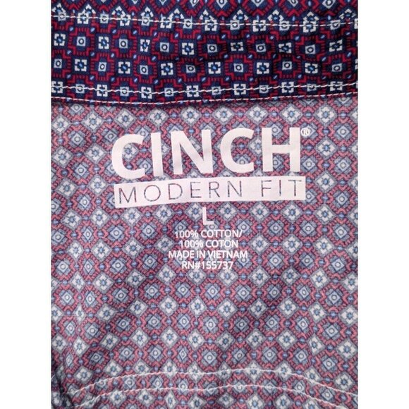 Cinch Modern Fit Shirt Mens Large Pearl Snap Cowboy Western Rodeo Geometric - Picture 3 of 11